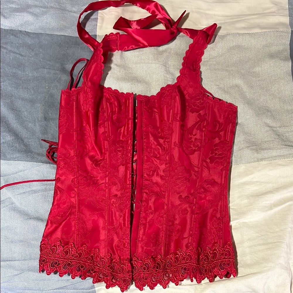 Fredrick’s of Hollywood Red Lace Corset Top